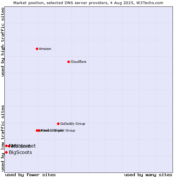 Market position of Metanet vs. Netinternet vs. BigScoots