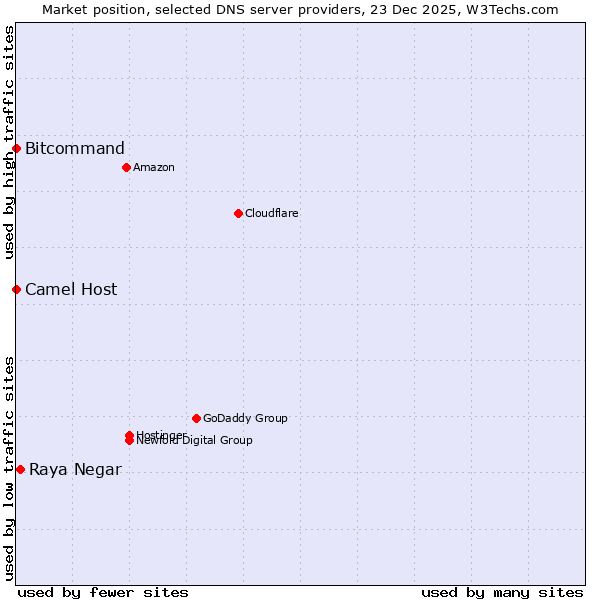 Market position of Raya Negar vs. Bitcommand vs. Camel Host