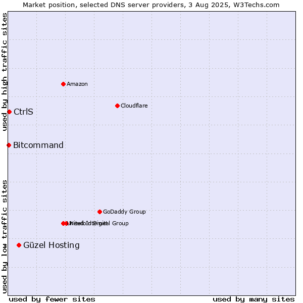 Market position of Güzel Hosting vs. CtrlS vs. Bitcommand
