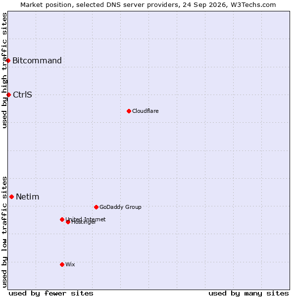 Market position of Netim vs. CtrlS vs. Bitcommand
