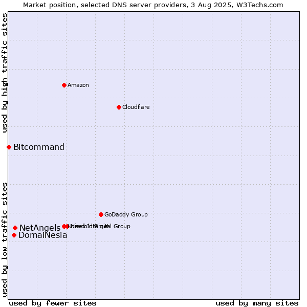 Market position of NetAngels vs. DomaiNesia vs. Bitcommand