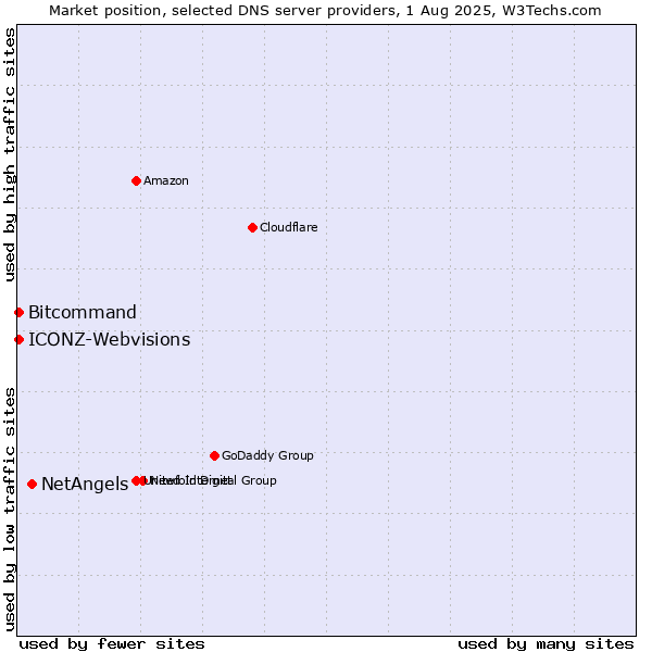 Market position of NetAngels vs. Bitcommand vs. ICONZ-Webvisions