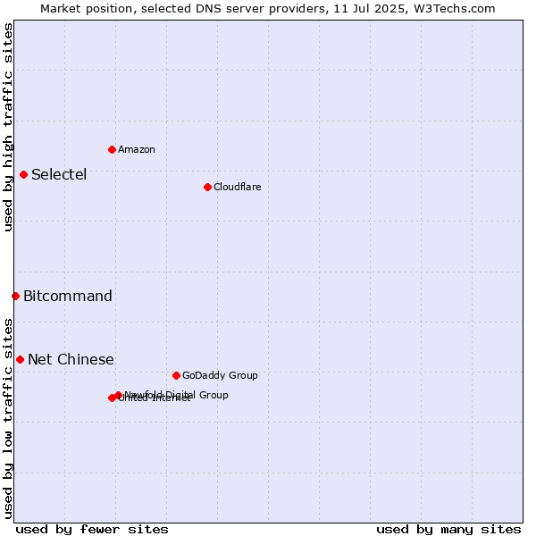 Market position of Selectel vs. Net Chinese vs. Bitcommand