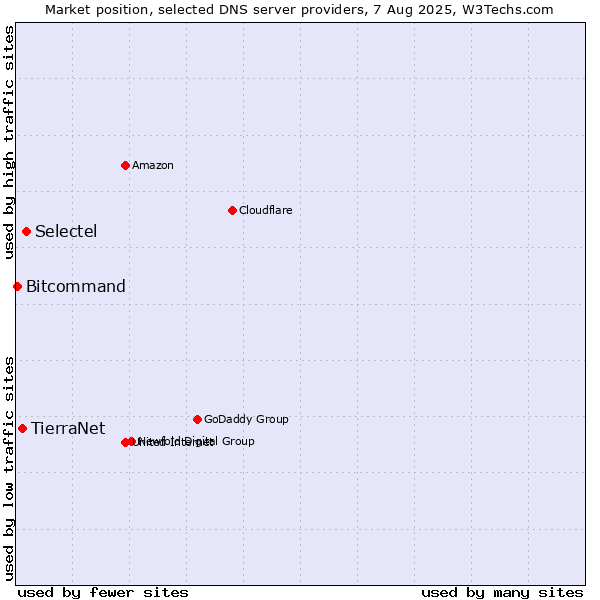 Market position of Selectel vs. TierraNet vs. Bitcommand