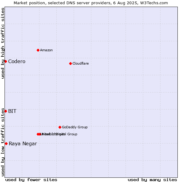 Market position of Raya Negar vs. Codero vs. BIT