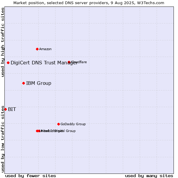 Market position of IBM Group vs. DigiCert DNS Trust Manager vs. BIT