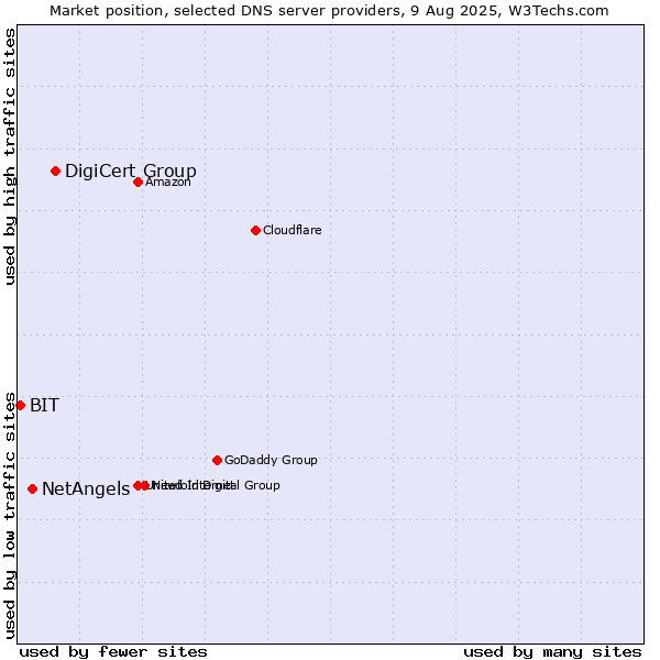 Market position of DigiCert Group vs. NetAngels vs. BIT