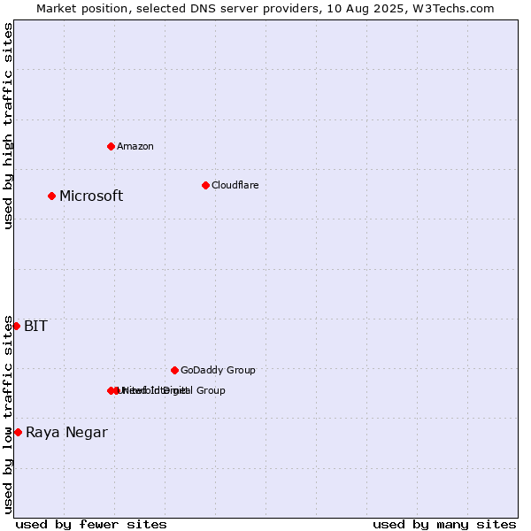 Market position of Microsoft vs. Raya Negar vs. BIT