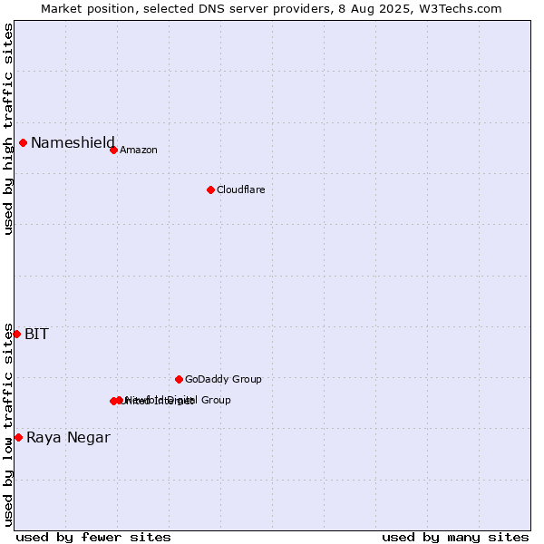 Market position of Nameshield vs. Raya Negar vs. BIT