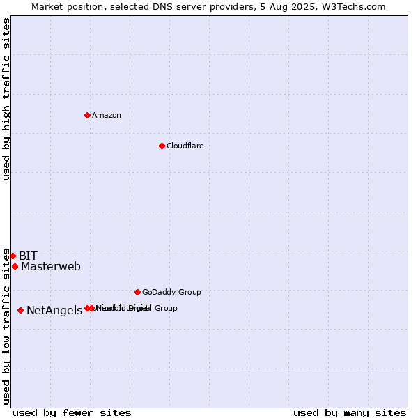 Market position of NetAngels vs. Masterweb vs. BIT