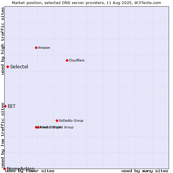 Market position of Selectel vs. BIT vs. NameAction