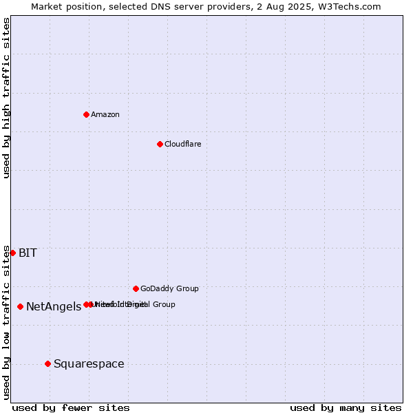 Market position of Squarespace vs. NetAngels vs. BIT