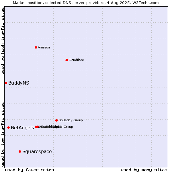 Market position of Squarespace vs. NetAngels vs. BuddyNS