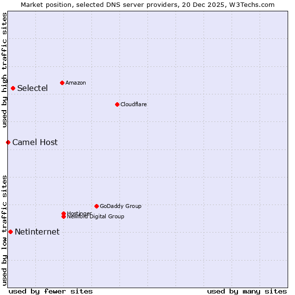 Market position of Selectel vs. Netinternet vs. Camel Host
