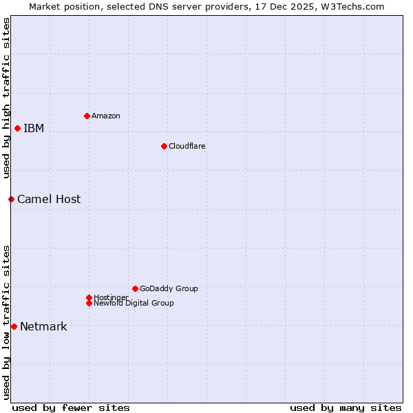 Market position of IBM vs. Netmark vs. Camel Host