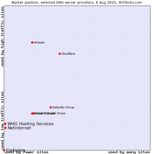 Market position of Netinternet vs. WHG Hosting Services vs. Cartagon