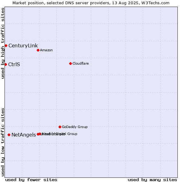 Market position of NetAngels vs. CenturyLink vs. CtrlS