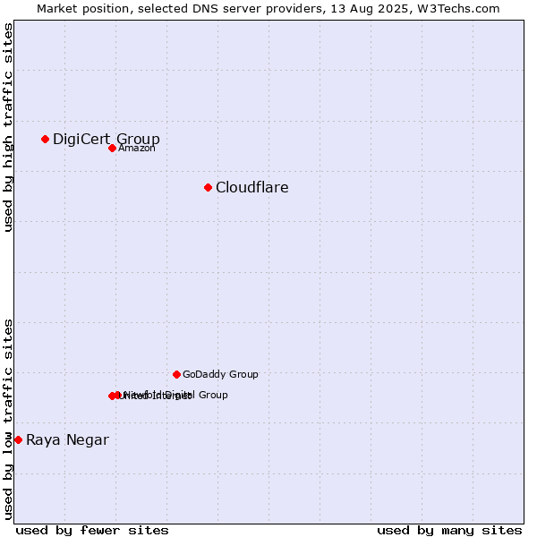 Market position of Cloudflare vs. DigiCert Group vs. Raya Negar