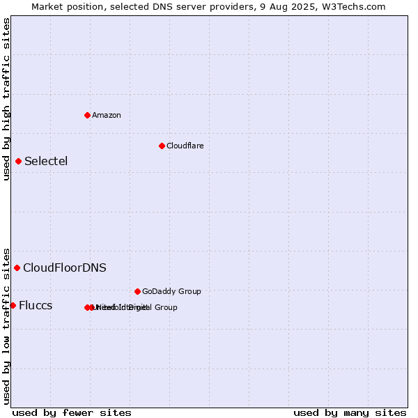 Market position of Selectel vs. CloudFloorDNS vs. Fluccs