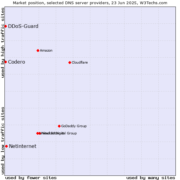Market position of Netinternet vs. DDoS-Guard vs. Codero