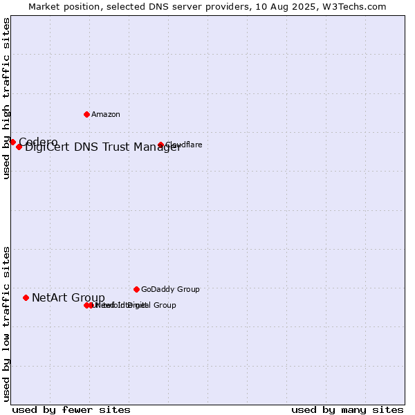 Market position of NetArt Group vs. DigiCert DNS Trust Manager vs. Codero