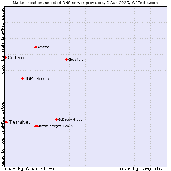 Market position of IBM Group vs. TierraNet vs. Codero