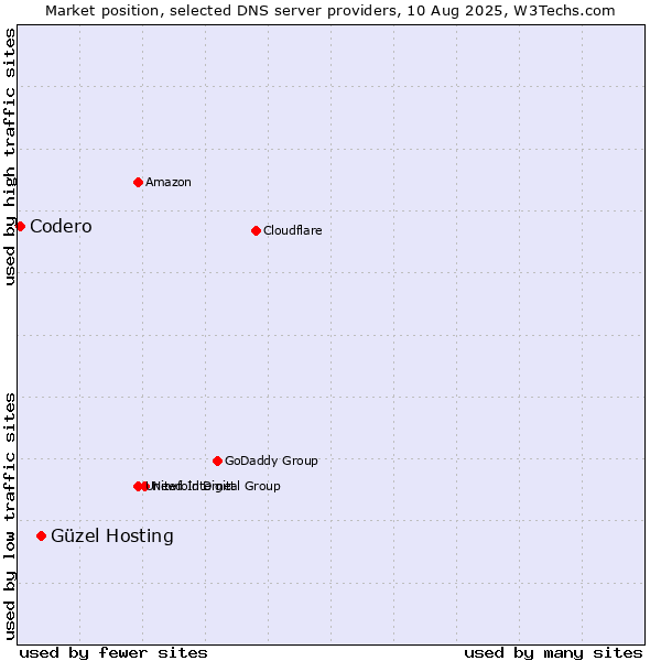 Market position of Güzel Hosting vs. Codero