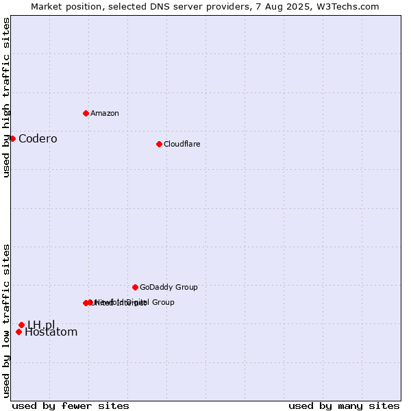 Market position of LH.pl vs. Hostatom vs. Codero