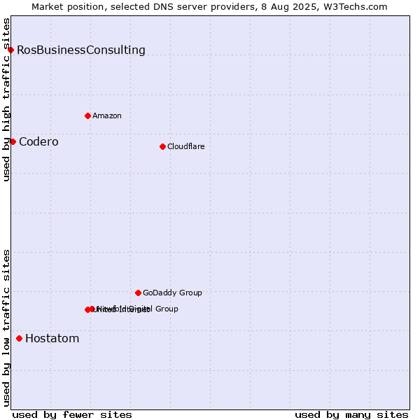Market position of Hostatom vs. Codero vs. RosBusinessConsulting