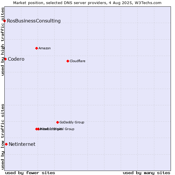 Market position of Netinternet vs. Codero vs. RosBusinessConsulting