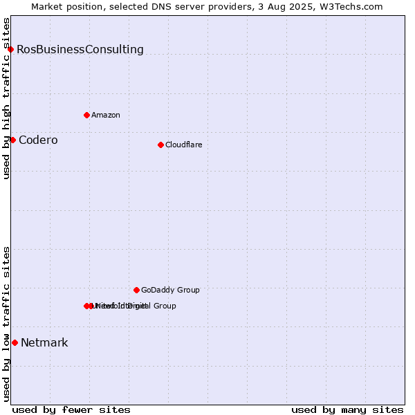 Market position of Netmark vs. Codero vs. RosBusinessConsulting