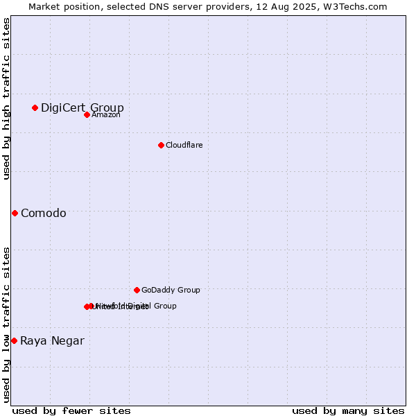Market position of DigiCert Group vs. Comodo vs. Raya Negar
