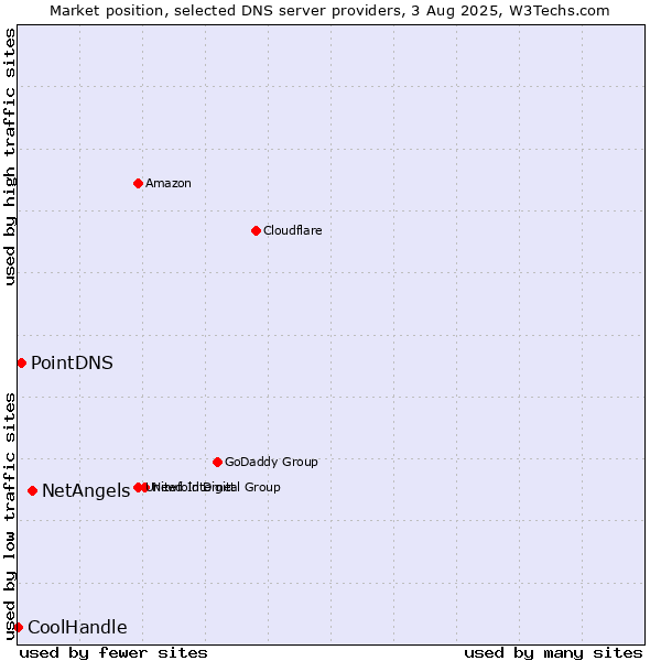 Market position of NetAngels vs. PointDNS vs. CoolHandle