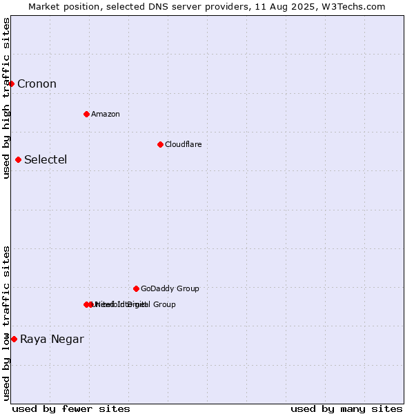 Market position of Selectel vs. Raya Negar vs. Cronon
