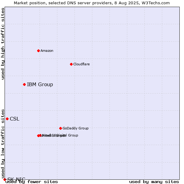 Market position of IBM Group vs. CSL vs. SK-NIC
