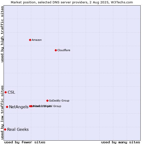 Market position of NetAngels vs. CSL vs. Real Geeks