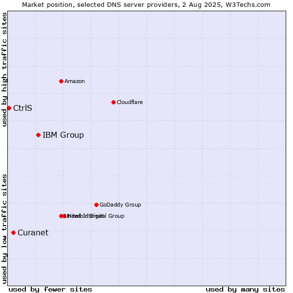 Market position of IBM Group vs. Curanet vs. CtrlS