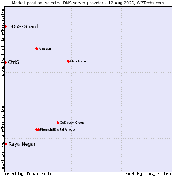 Market position of Raya Negar vs. CtrlS vs. DDoS-Guard