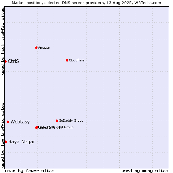 Market position of Webtasy vs. Raya Negar vs. CtrlS
