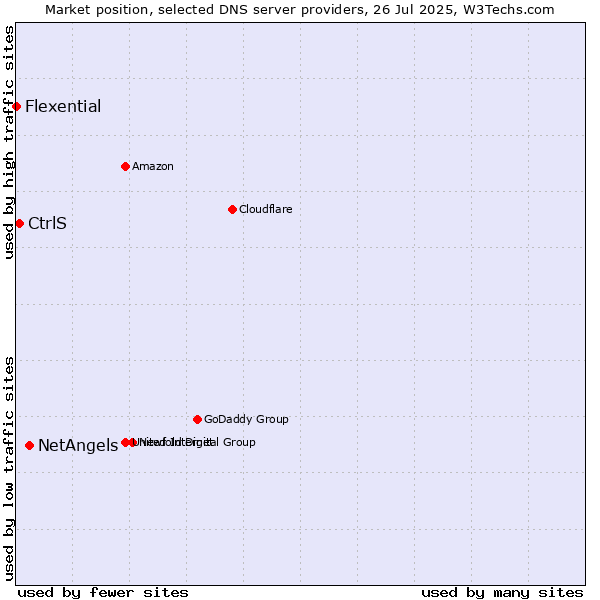 Market position of NetAngels vs. CtrlS vs. Flexential