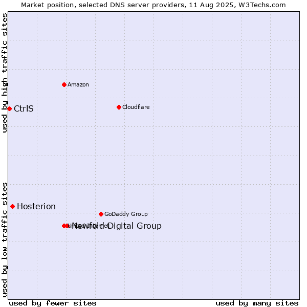 Market position of Newfold Digital Group vs. Hosterion vs. CtrlS