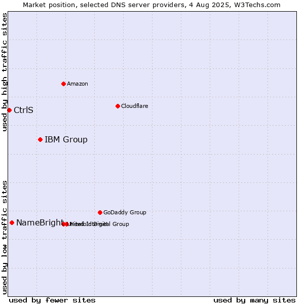 Market position of IBM Group vs. NameBright vs. CtrlS