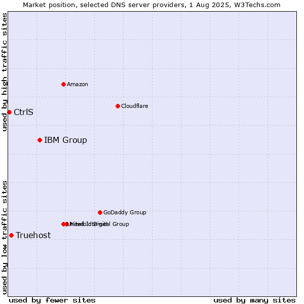 Market position of IBM Group vs. Truehost vs. CtrlS