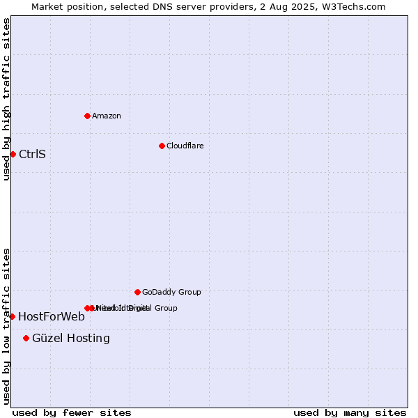 Market position of Güzel Hosting vs. CtrlS vs. HostForWeb