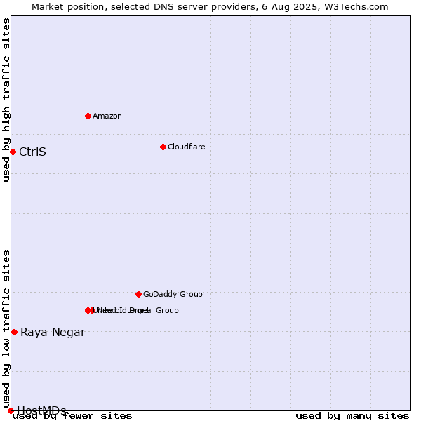Market position of Raya Negar vs. CtrlS vs. HostMDs