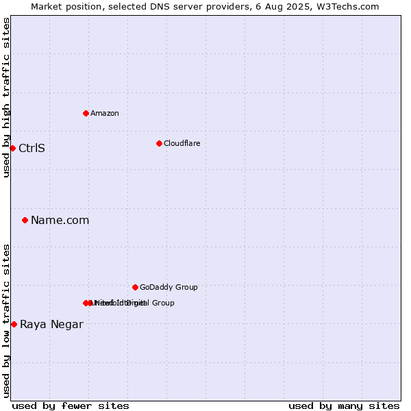 Market position of Name.com vs. Raya Negar vs. CtrlS