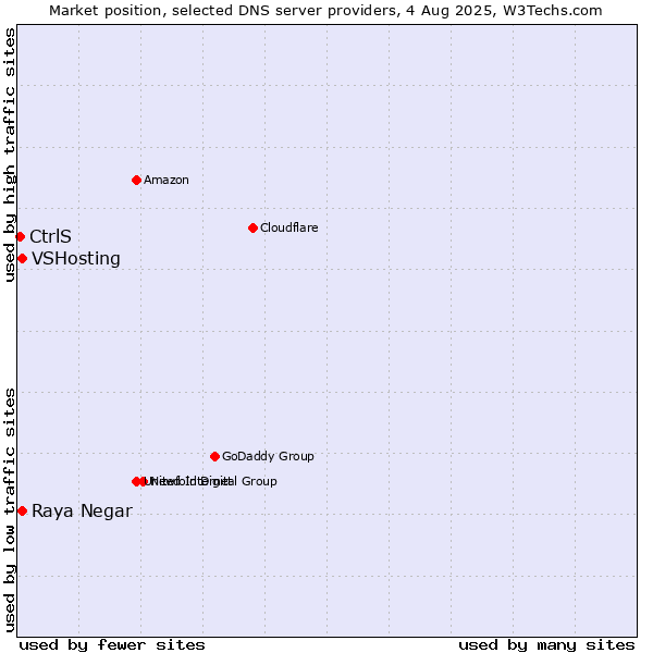 Market position of Raya Negar vs. VSHosting vs. CtrlS