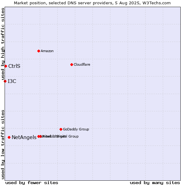 Market position of NetAngels vs. CtrlS vs. I3C