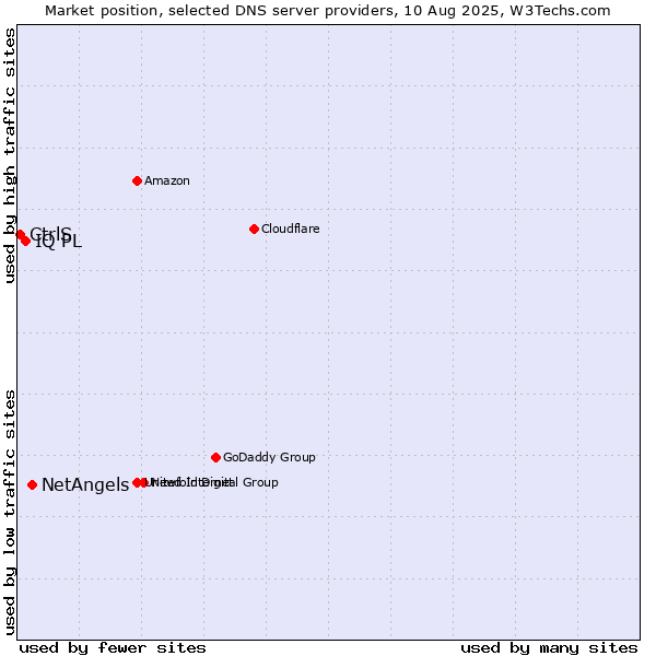 Market position of NetAngels vs. IQ PL vs. CtrlS