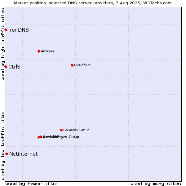 Market position of Netinternet vs. CtrlS vs. ironDNS